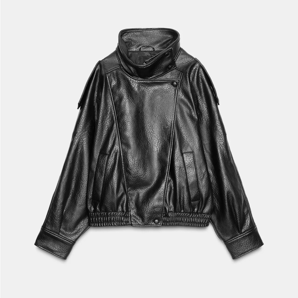 Zara Black Leather Jacket/ Viral ysl jacket